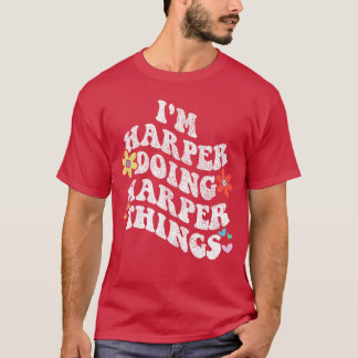 T-shirt Retro Groovy Je suis Harper Faisant des Choses de