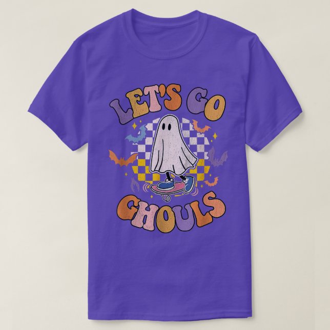 T-shirt Retro Groovy Lets Go Ghouls Ghost 70s Hippie Hallo (Design devant)