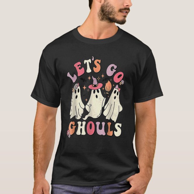 T-shirt Rétro Groovy Let's Go Ghouls Halloween Ghost Outfi (Devant)