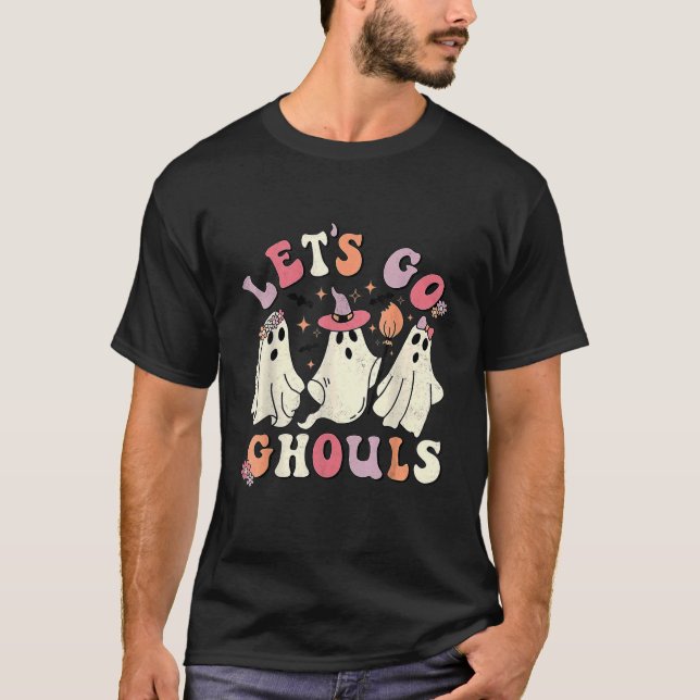 T-shirt Rétro Groovy Let's Go Ghouls Halloween Ghost Outfi (Devant)