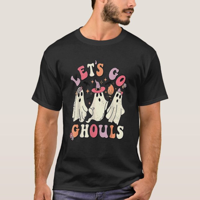 T-shirt Rétro Groovy Let's Go Ghouls Halloween Ghost Outfi (Devant)