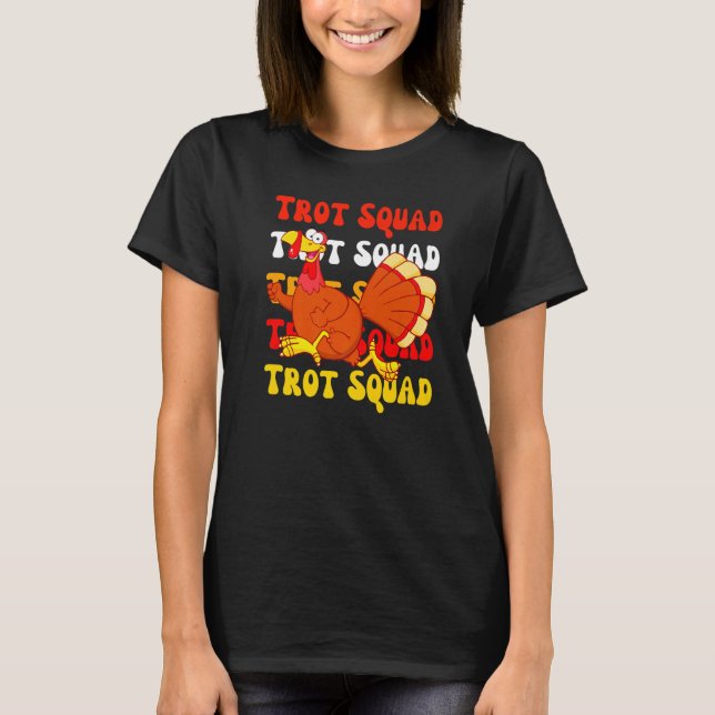 T-shirt Retro Groovy Turkey Trot Squad Thanksgiving Turkey (Devant)