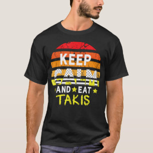 T-shirt Retro Grunge Gardez Le Calme Et Mangez Des Foodies