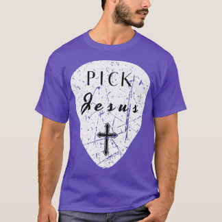 T-shirt Rétro Guitar Pick Pick Pick Pick Pick Jésus Cross 