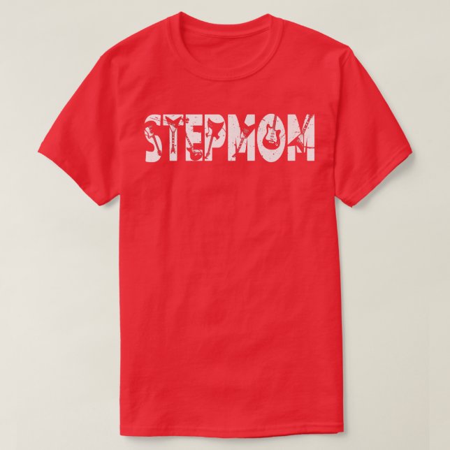 T-shirt Retro Guitariste Mère Stepmaman Guitare Fête des M (Design devant)