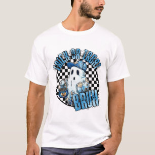 T-shirt Retro Halloween Blue Denim Patchwork Éffrayant Fan