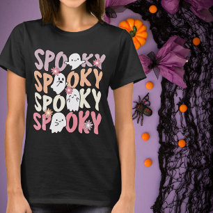 T-shirt Retro Halloween Cute Ghosts et Fleurs Éffrayant