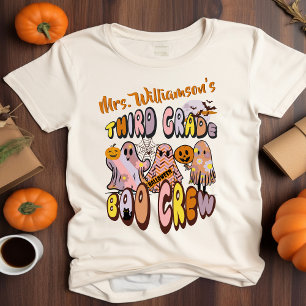 T-shirt Retro Halloween Ghost Troisième Grade Nom de l'ens