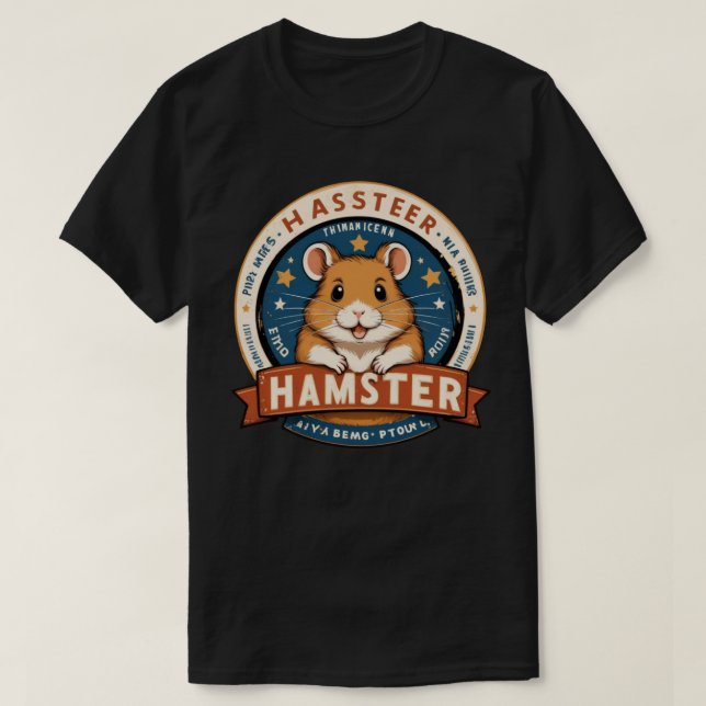 T-shirt Retro Hamster Rings Emblem Art (Design devant)