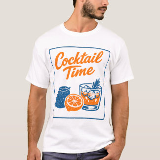 T-shirt Retro Hand Drawn Cocktail Time Lemons Bar Art