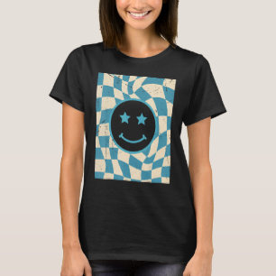 T-shirt Retro Happy Face À damiers Motif_1