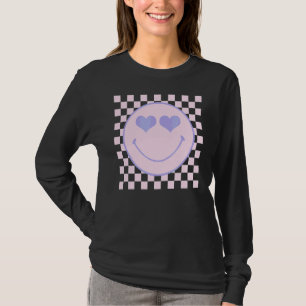 T-shirt Retro Happy Face À damiers Motif Happy Face Tre