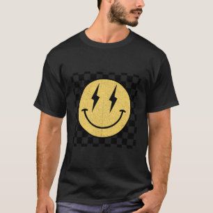 T-shirt Rétro Happy Face Chemise À damiers Motif Smile Fac