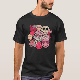 T-shirt Retro Happy Face Smile Trendy Hippe Heart Valentin