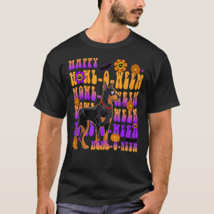 T-shirt Retro Happy Howl entre Doberman Dog Flower Groov