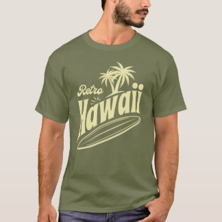 T-shirt Retro Hawaii Vibes with Palm Trees and Surfboard