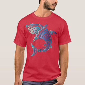 T-shirt Rétro Hawaiian Summer Blue requins tribaux Hommes