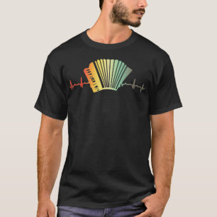 T-shirt Retro Heartbeat Piano Air Accordion Squeezebox