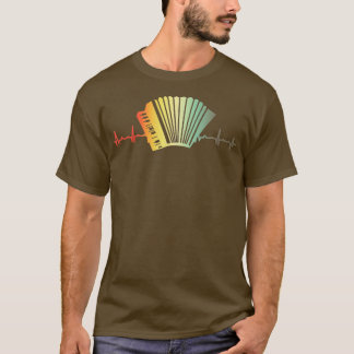 T-shirt Retro Heartbeat Piano Air Accordion Squeezebox Gi