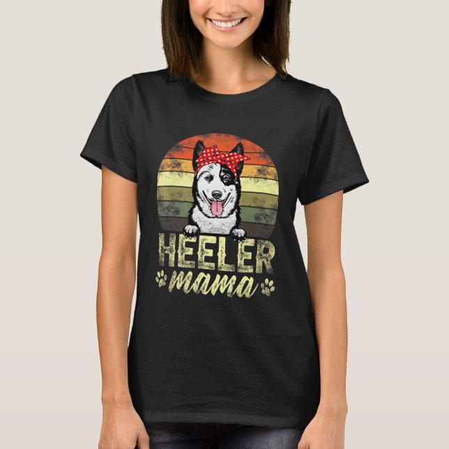 T-shirt Retro Heeler Mama Australian Cattle Chien Maman (Devant)