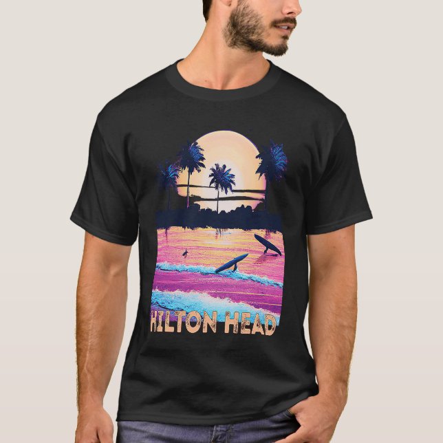 T-shirt Retro Hilton Head North Carolina Souvenir Surf (Devant)