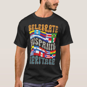 T-shirt Rétro Hispanic Heritage Month Latino Flag All Coun