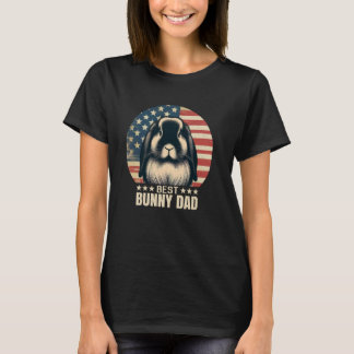 T-shirt Retro Holland Lop Best Bunny Papa Rabbit Juillet 4