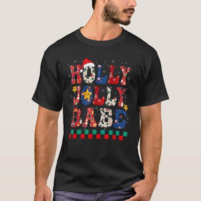 T-shirt Retro Holly-Jolly Babe Joyeux Noël Joyeux Xma (Devant)