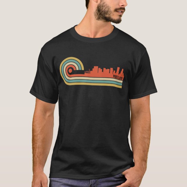 T-shirt Rétro horizon de Portland Orégon de style (Devant)
