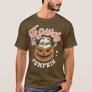 T-shirt Retro Howdy Citrouille Automne Automne Western Gho