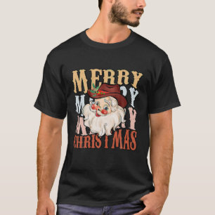T-shirt Retro Howdy Père Noël Cowboy Cowgirl Western Howdy