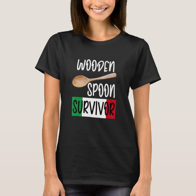 T-shirt Retro Humor tees Wooden Spoon Survivor (Devant)