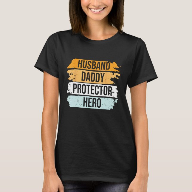 T-shirt Retro Husband Daddy Protector Hero Father s Day Fo (Devant)