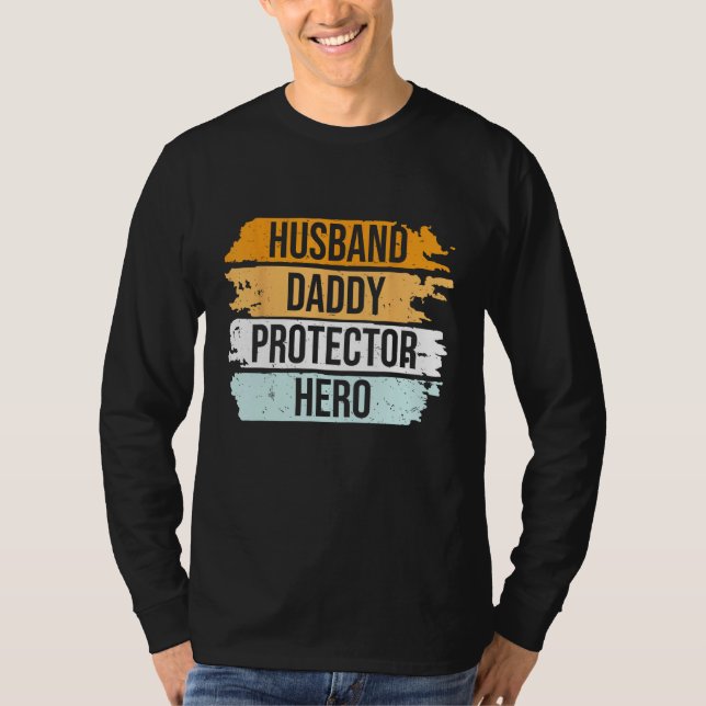 T-shirt Retro Husband Daddy Protector Hero Father s Day Fo (Devant)