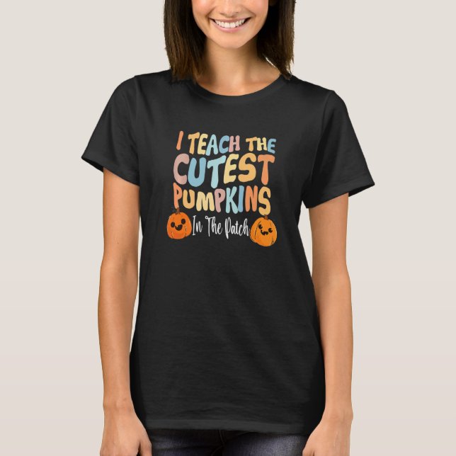 T-shirt Retro I Enseigner Les Citrouilles Les Plus Couvert (Devant)