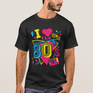 T-shirt Retro I Love Les 80 s Cassette Tape 80s Costume Pa