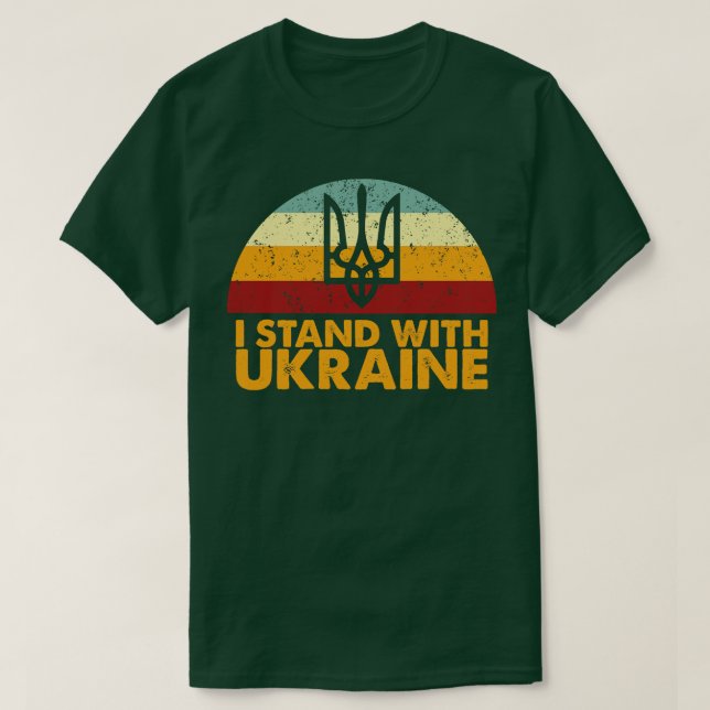 T-shirt Retro I Stand Avec L'Ukraine (Design devant)