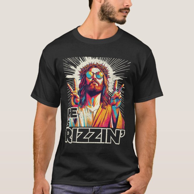 T-shirt Rétro Il Rizzin Drôle Jésus A Rizzen Pâques C (Devant)