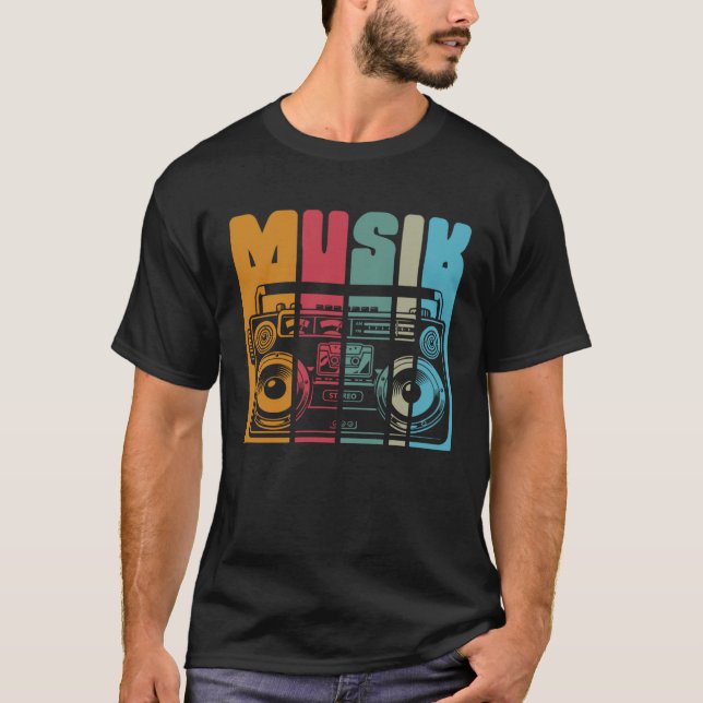 T-shirt Rétro-imprimer musique ancienne radio et système s (Devant)