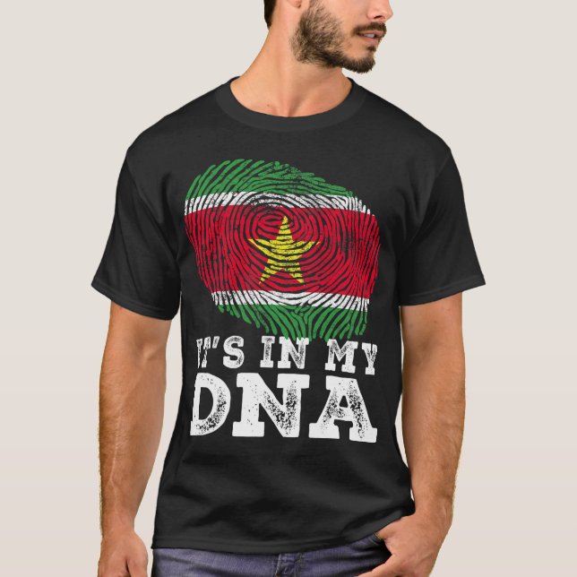 T-shirt Rétro It_s dans mon ADN Suriname Drapeau Empreinte (Devant)