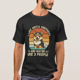 T-shirt Retro J'Aime Akita Shepherd Chien Et Peut-Être Com