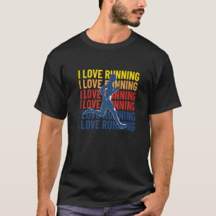 T-shirt Rétro J'aime Courir Femmes Hommes Marathon Jogging