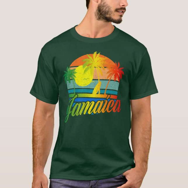 T-shirt Retro Jamaïque Summer Beach Vacances Pour Hommes F (Devant)