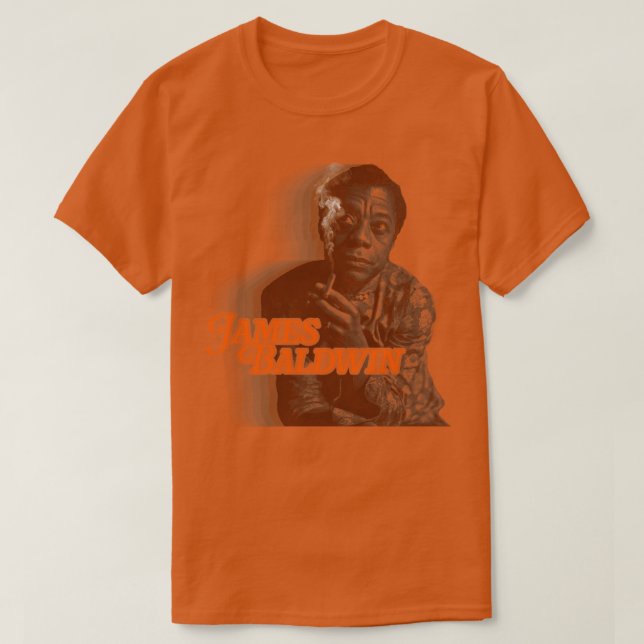 T-shirt Retro James Baldwin Sepia Fade Hommage (Design devant)
