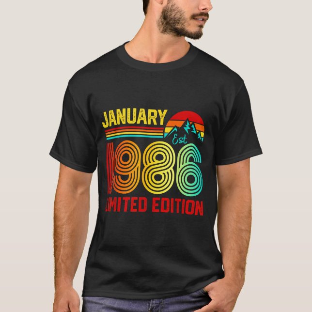T-shirt Retro January 1986 Limited Edition 40-year-old 40t (Devant)