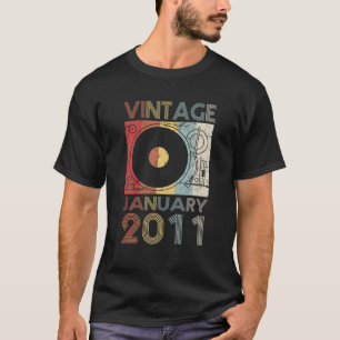 T-shirt Rétro Janvier 2011 T 11E Cadeau Anniversaire 11 An