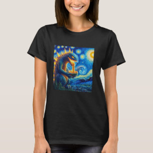 T-shirt Retro Japonais Kaiju Manger Ramen Starry Night Par
