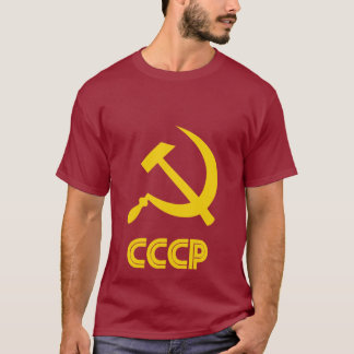 T-shirt Rétro jaune soviétique sur la pièce en t rouge
