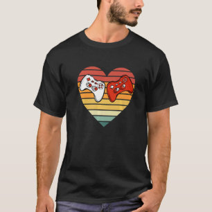 T-shirt Retro Jeux Vidéo Coeur Amusant Joueur Pour Valenti