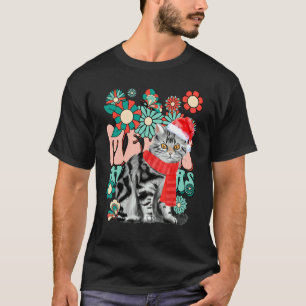 T-shirt Retro Joyeux Noël Chat Mignon X Mas Groovy